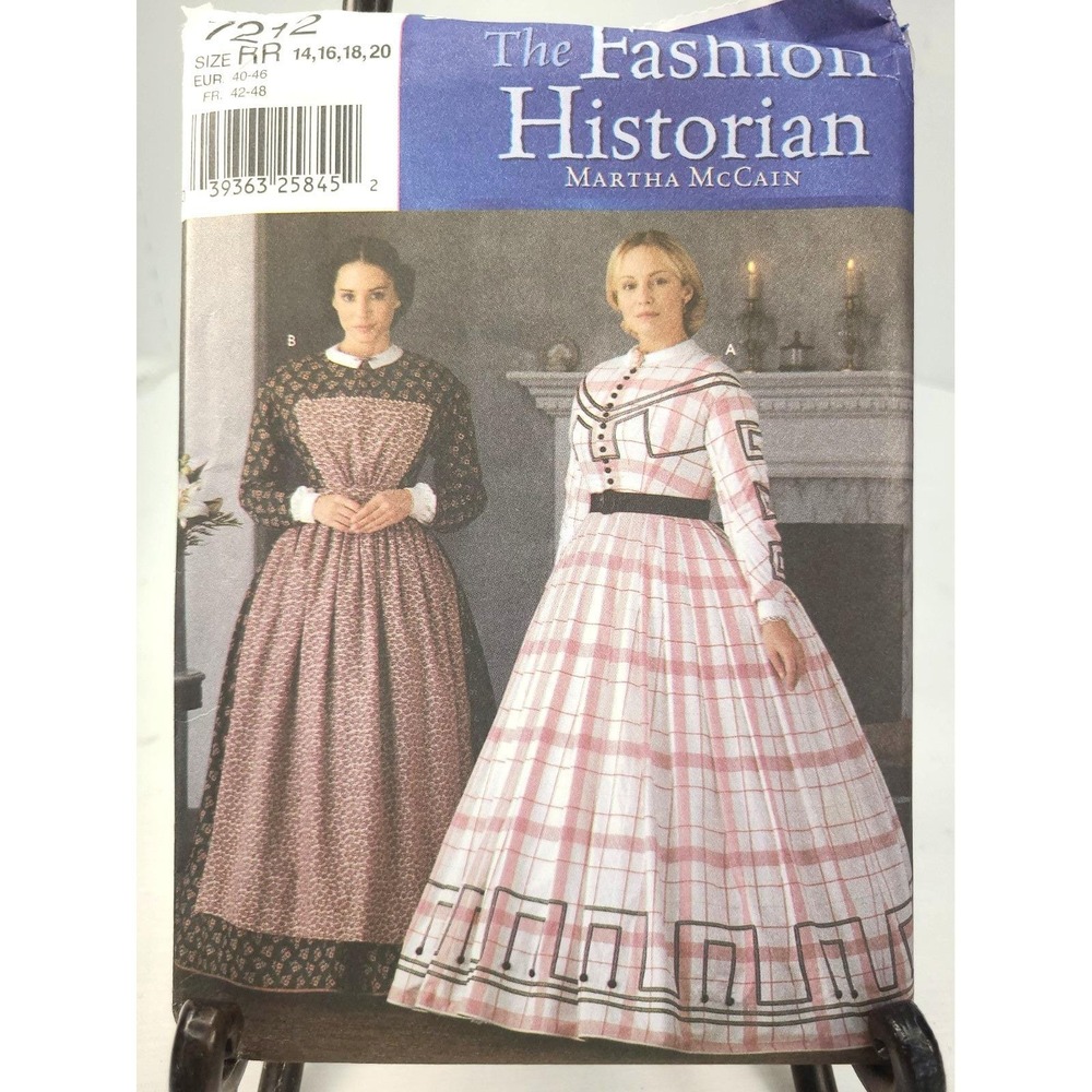UNCUT Simplicity Pattern 7212 Sz 14-16 Fashion Historian GWTW Civil War Dress